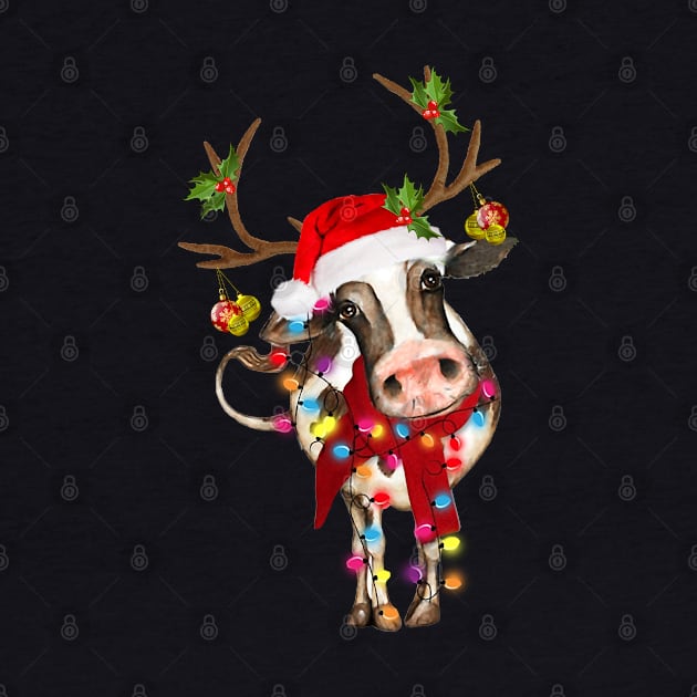 Cow Gorgeous Reindeer Light Christmas by smallcatvn